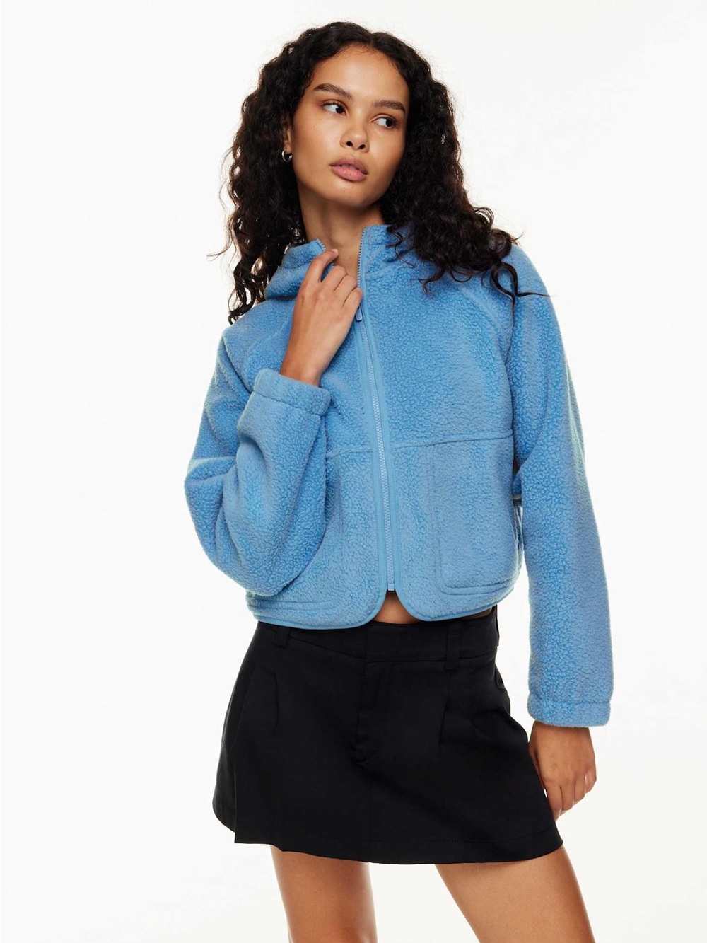 Sunday Best S Zip Up Fleece Jacket Cozy Fall Casual Comfy Sporty Preppy Aritzia